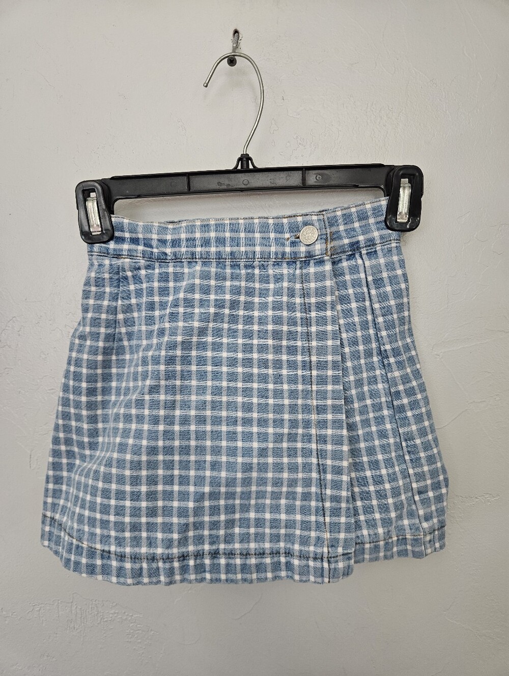 California Concepts Vintage 90s Girls 8 Blue White Plaid Mini Skirt Skort Summer